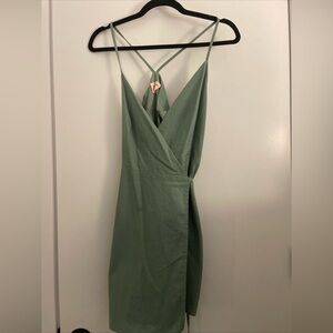 Showpo Sage Green Wrap Dress S